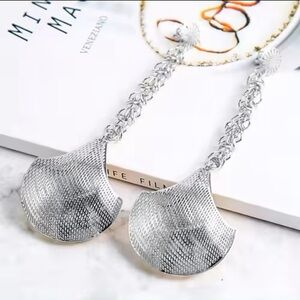 SILVER Tone Jewelry Statement Big Earrings Long Drop Dangle Earrings